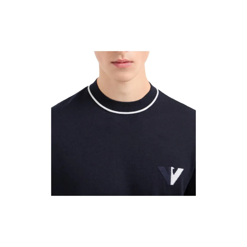 EMPORIO ARMANI Virgin wool Jumper With Jacquard Logo Detail-4