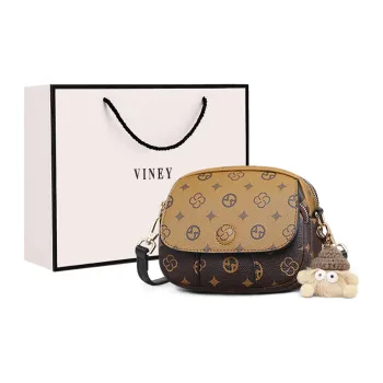 VINEY Synthetic Leather Small Round Shoulder Bag Crossbody Bag Regular Women's Coffee