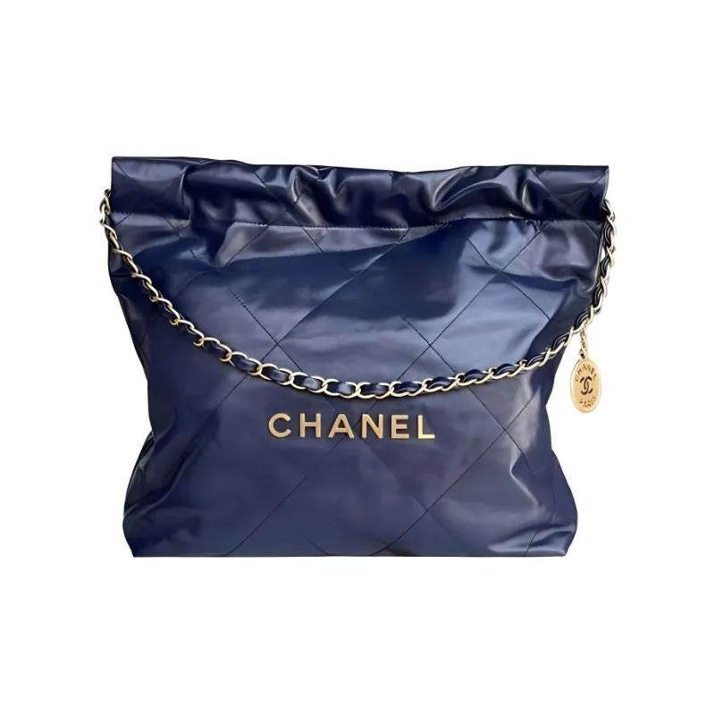 CHANEL 22Bag Smooth Finish Calfskin Tote Bag Shopping Bag Handbag Shoulder Bag Crossbody Bag Small Size Women's Navy-2