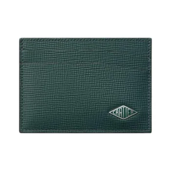 CARTIER Grain Cow Leather Card Holder Unisex Pine Green