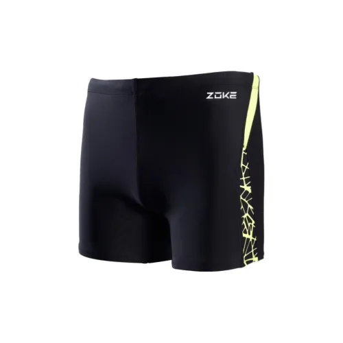 ZOKE Swimming Shorts Men Black Neon Yellow