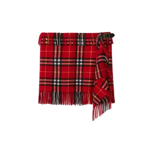 Burberry Check Wool Cashmere Scarf Skirt 'Currant'
