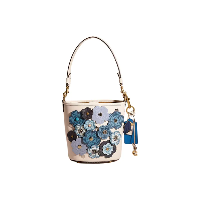 COACH Dakotah Leather Bucket Bags Shoulder Bag Crossbody Bag Handbag Small Size Women's Chalk White/Multicolor-0