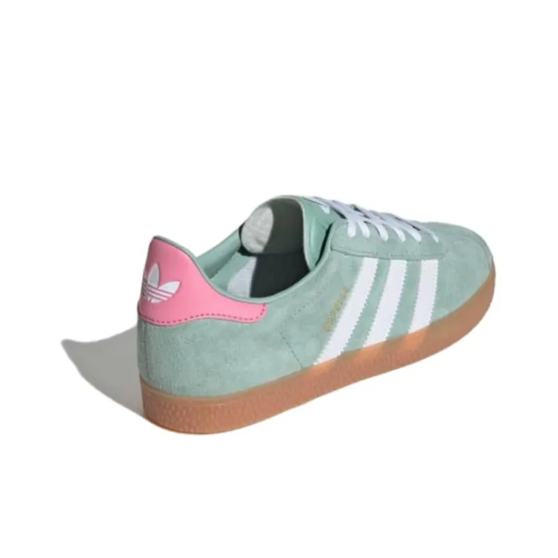 Adidas Originals GAZELLE Slip Resistant Low Top Kids' Skateboarding Shoes Green White Pink Grade School-3