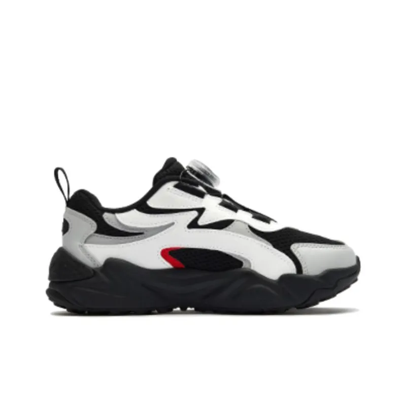 FILA KIDS BOA Anti Slip Wear Resistant Low Top Kids' Running Shoes Black White Unisex-5