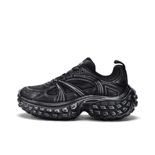 JEEP SPIRIT Anti Slip And Wear Resistant Height Increasing Low Top Chunky Sneakers Men's Graphite Black