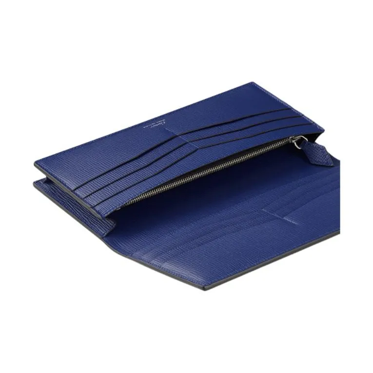 CARTIER Grain Cow Leather Wallet Unisex Blue-2
