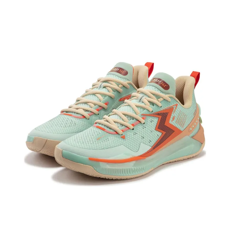 361° BIG3 5.0 Quick Cushioning Wear Resistant Low Top Basketball Shoes Men's Green Orange-2
