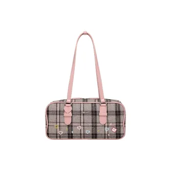 AILUXI Fabric With Synthetic Leather Shoulder Bag Women's Gray Mist Pink