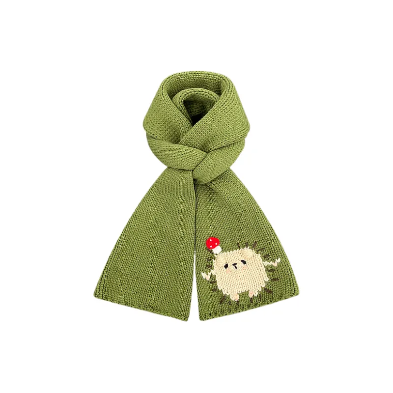 SLEEPYWALK Yarn Knit Scarves Unisex Beige/Khaki/Pink/Green/Red/Black-3