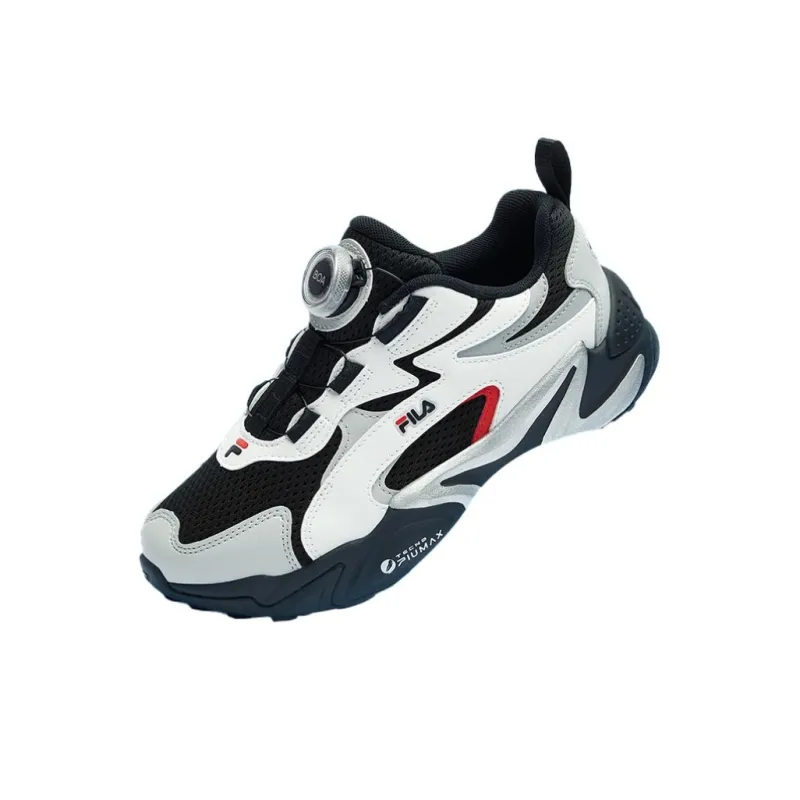 FILA KIDS BOA Anti Slip Wear Resistant Low Top Kids' Running Shoes Black White Unisex-6