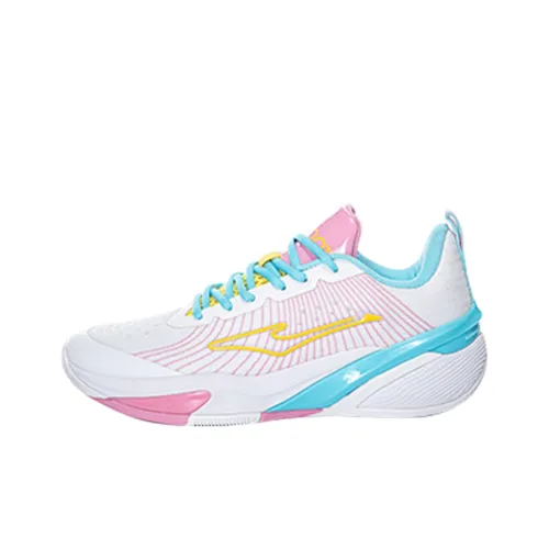 Erke Cushioning Breathable Low Top Basketball Shoes Men's White Pink Blue