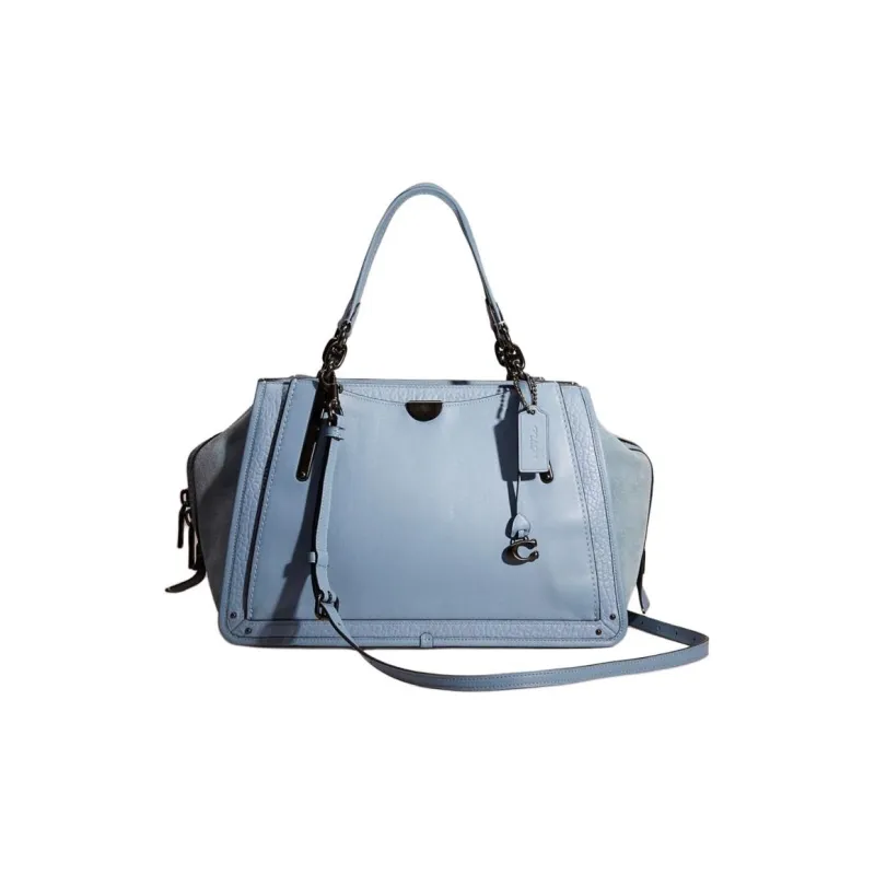 COACH Dreamer Polished Pebbled Leather Shoulder Bag Crossbody Bag Handbag Large Size Women's Blue-0