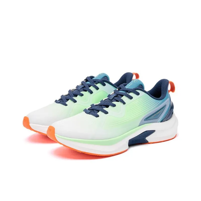 QIAODAN Anti Slip Wear Resistant Low Top Casual Running Shoes Men's White Green-3