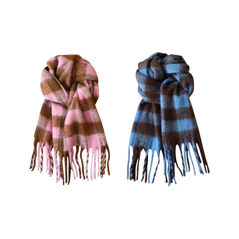 PLAN IN Cotton Polyester Knit Scarves Unisex-7