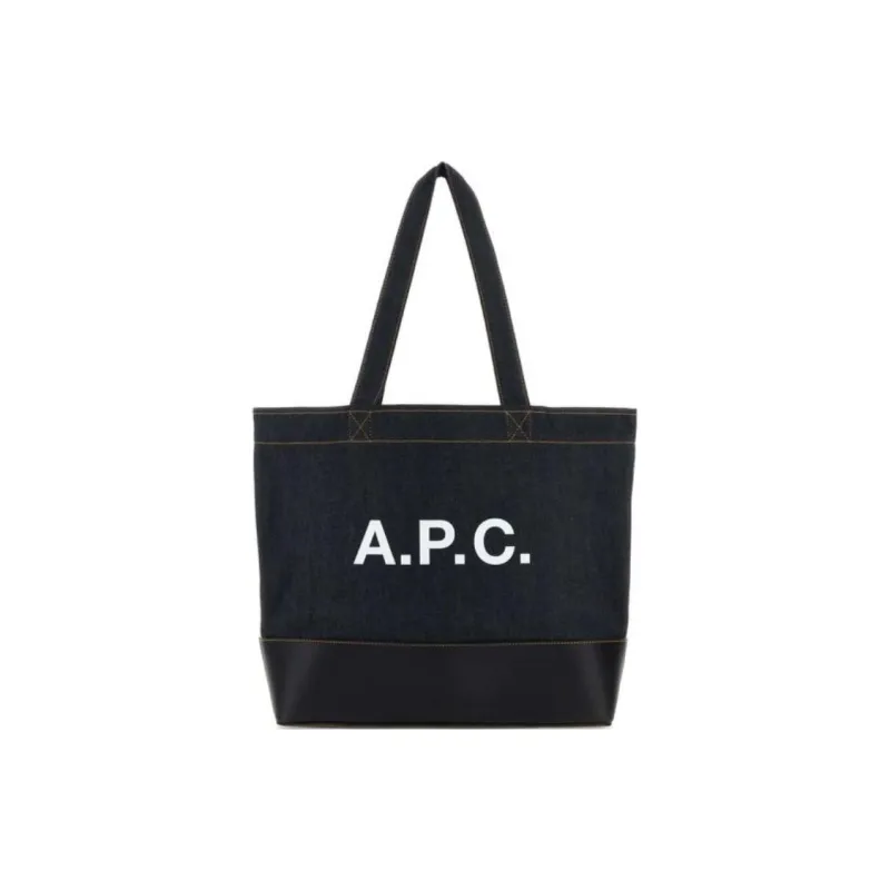 A.P.C Axel Logo Printed Denim Tote Bag-0