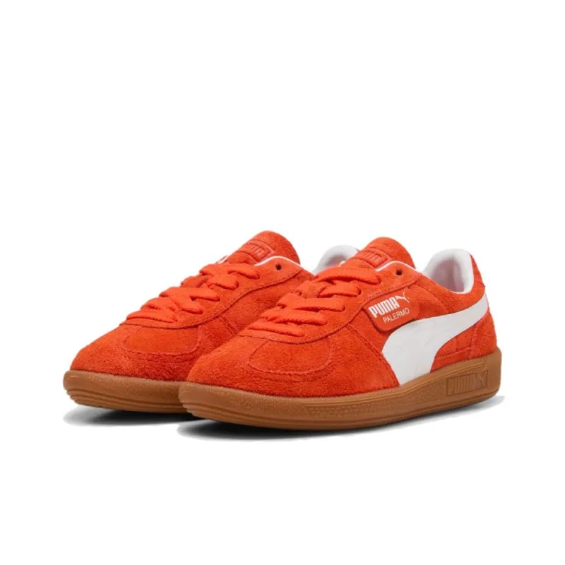 PUMA Palermo Anti Slip Wear Resistant Low Top Kids' Skateboarding Shoes Red White Teenagers-2
