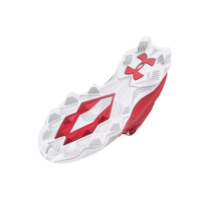 Under Armour Spotlight Franchise 4 Anti Slip Wear Resistant Soccer Shoes Men's Red-4