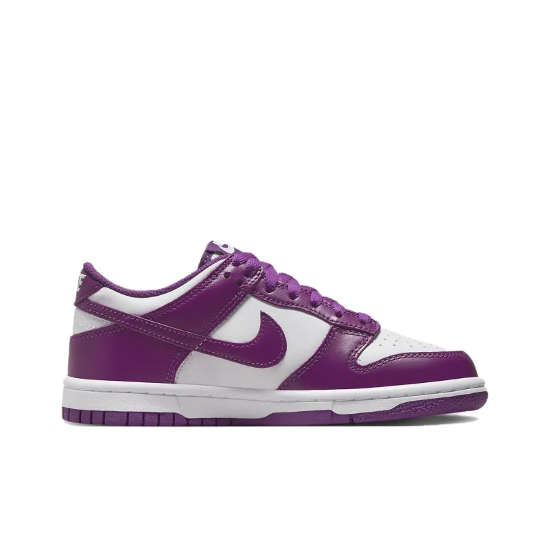 Nike Dunk Slip-Resistant Cushioning Wear-Resistant Low-Top Children's Basketball Shoes White Purple Teenagers-1