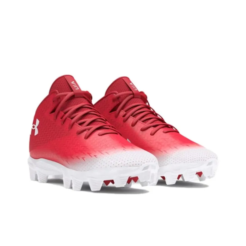 Under Armour Spotlight Franchise 4 Anti Slip Wear Resistant Soccer Shoes Men's Red-2