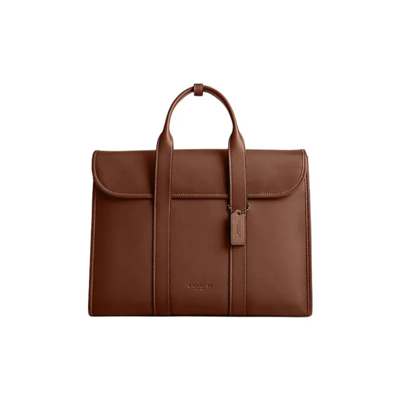 COACH Gotham Cow Leather Briefcases Large Size Men's Red Wood Color-0