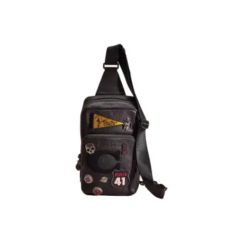 COACH Gotham Calfskin Sling Bag Small Size Women's Black Copper