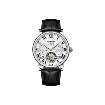 GUANQIN GUANQIN GJ16283 Automatic Mechanical Movement Genuine Leather Strap Watch Men's Watches White Dial