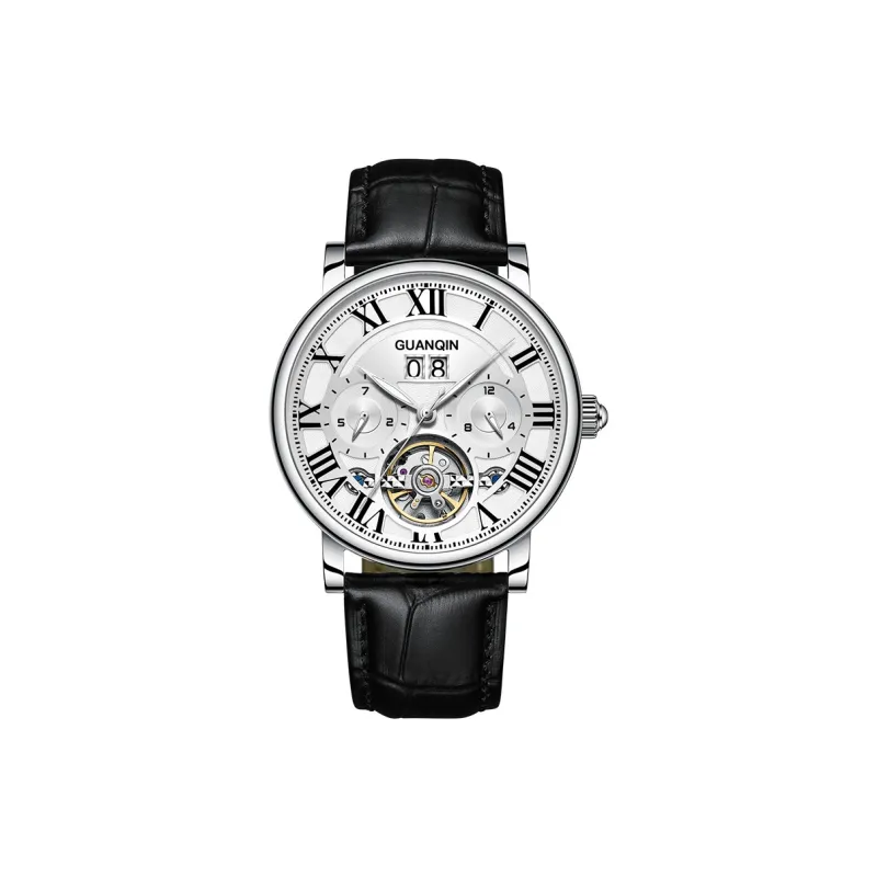 GUANQIN GUANQIN GJ16283 Automatic Mechanical Movement Genuine Leather Strap Watch Men's Watches White Dial-0