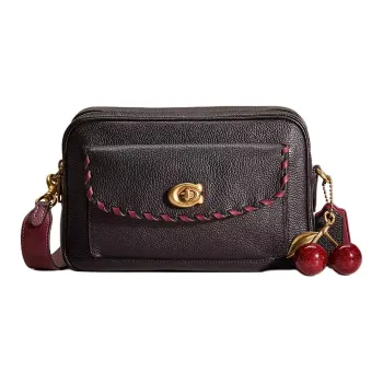 COACH Cassie Pebbled Leather Camera Bag Shoulder Bag Crossbody Bag Women's Brass & Black