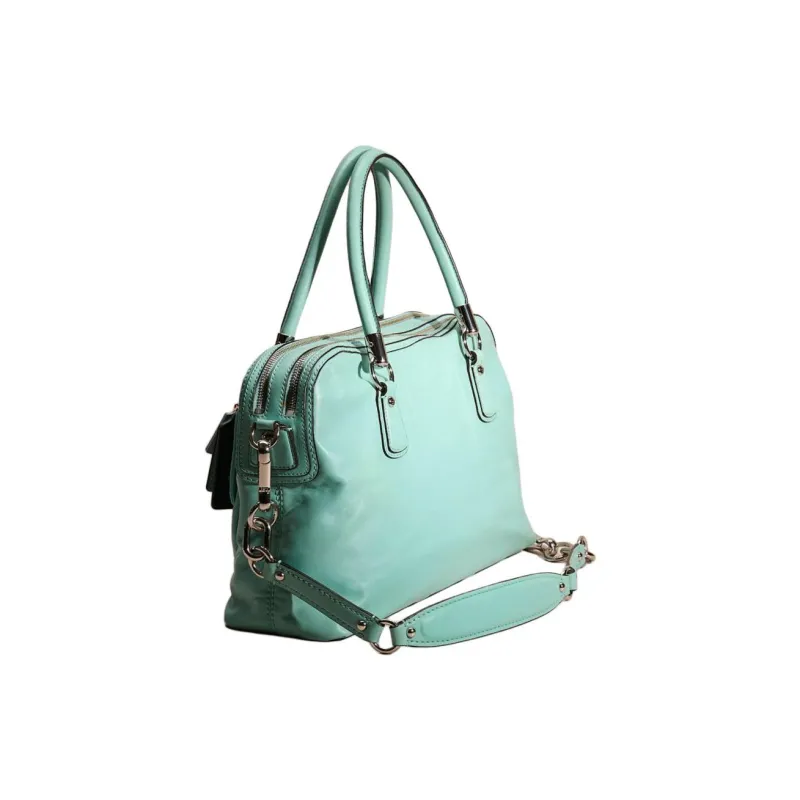 COACH Kristin Leather One Shoulder Handbags Large Size Women's Turquoise-1