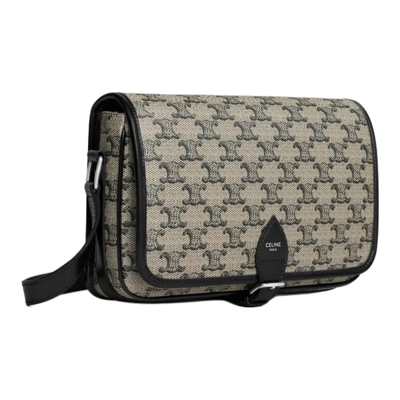 CELINE Canvas With Calfskin Shoulder Bag Small Size Unisex Light Umber-2