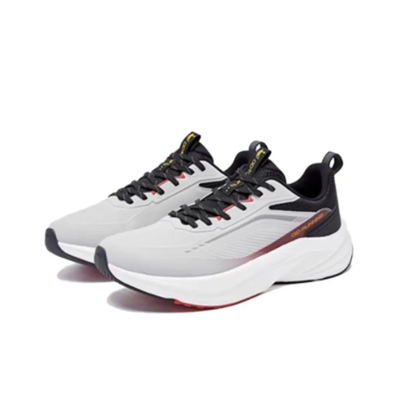 QIAODAN Anti Slip Wear Resistant Low Top Casual Running Shoes Men's Gray White Black-1