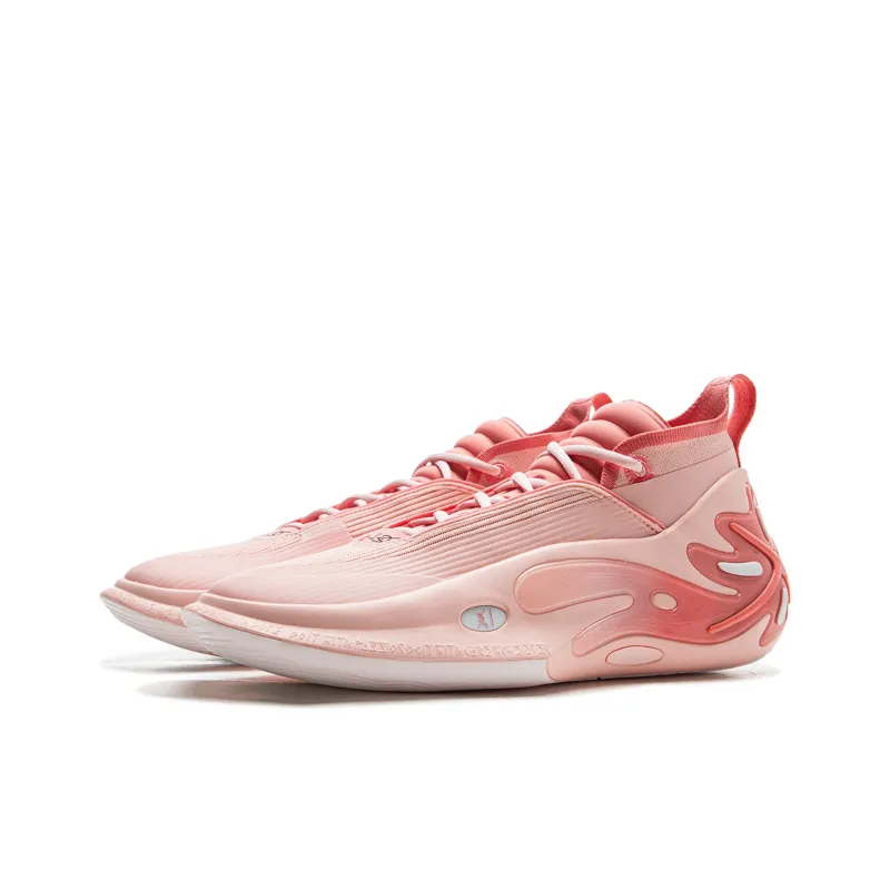 LiNing Wow11 Cushioning Anti-Slip And Wear-Resistant Lightweight Rebound Mid-Top Basketball Shoes Men's Frosting Pink-2