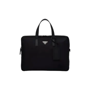PRADA Recycled Nylon And Leather Briefcases Handbags Men's Black