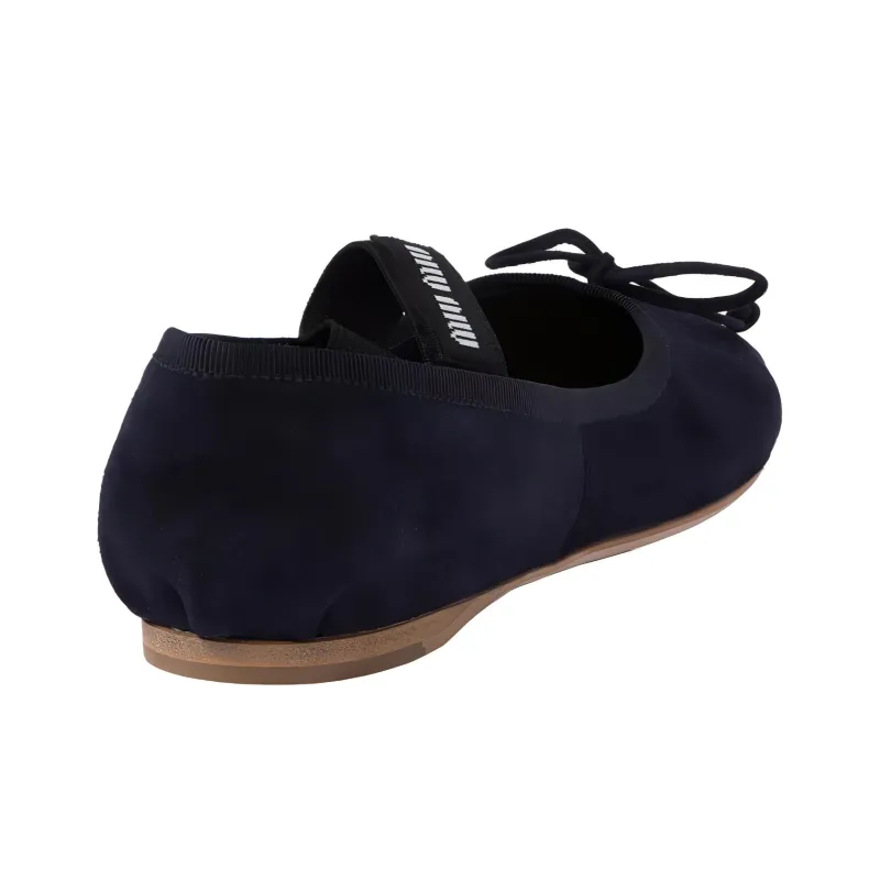 MIU MIU Flat Mary Jane Shoes Women's Dark Blue-3