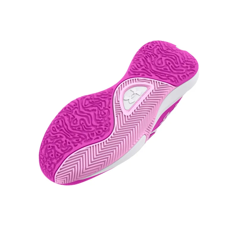 Under Armour Lockdown 7 Anti Slip Wear Resistant Mid Top Basketball Shoes Unisex White Pink-4