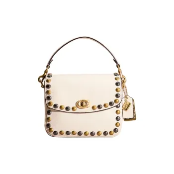 COACH Cassie Polished Pebble Leather Handbag Small Size Women's Brass & Chalk