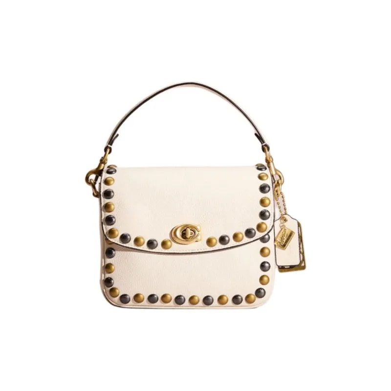 COACH Cassie Polished Pebble Leather Handbag Small Size Women's Brass & Chalk-0