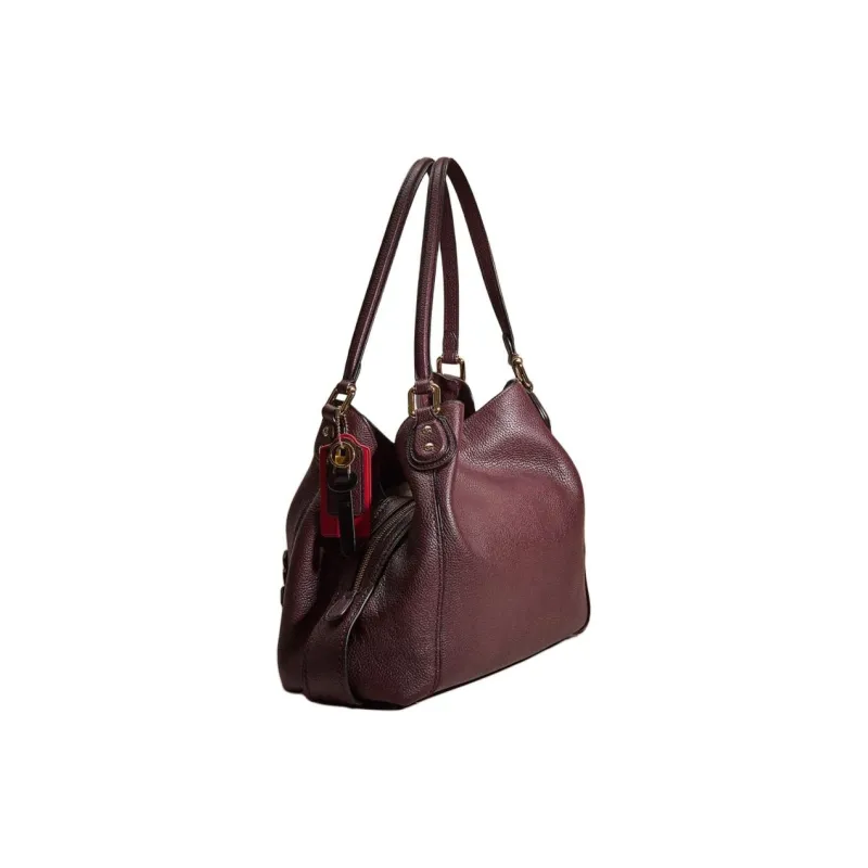 COACH Edie Polished Pebbled Leather Handbag Shoulder Bag Large Size Women's Light Gold & Fuchsia-1