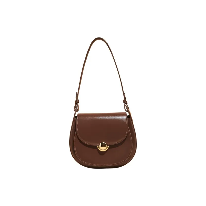 Marino Orlandi Split Cow Leather With Synthetic Leather Saddle Bag, Crossbody Bag, Shoulder Bag Women's White/Coffee-19