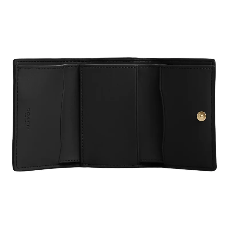 COACH Micro Leather Wallet Mini Women's Walnut Wood & Black-1