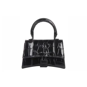 Balenciaga Cow Leather Hourglass Bag Handbag Mini Women's Black