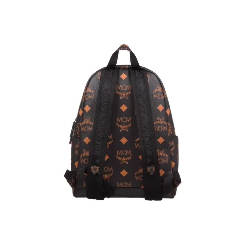 MCM Coated Canvas Backpack Medium Size Unisex Black-2