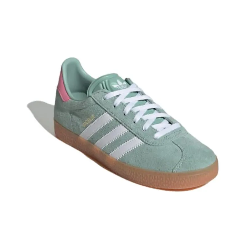 Adidas Originals GAZELLE Slip Resistant Low Top Kids' Skateboarding Shoes Green White Pink Grade School-2