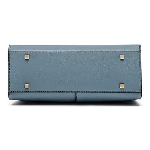 PIERPOLO Split Cow Leather Kelly Handbag Mom Bag Regular Women's Ecru/Gray Blue-5