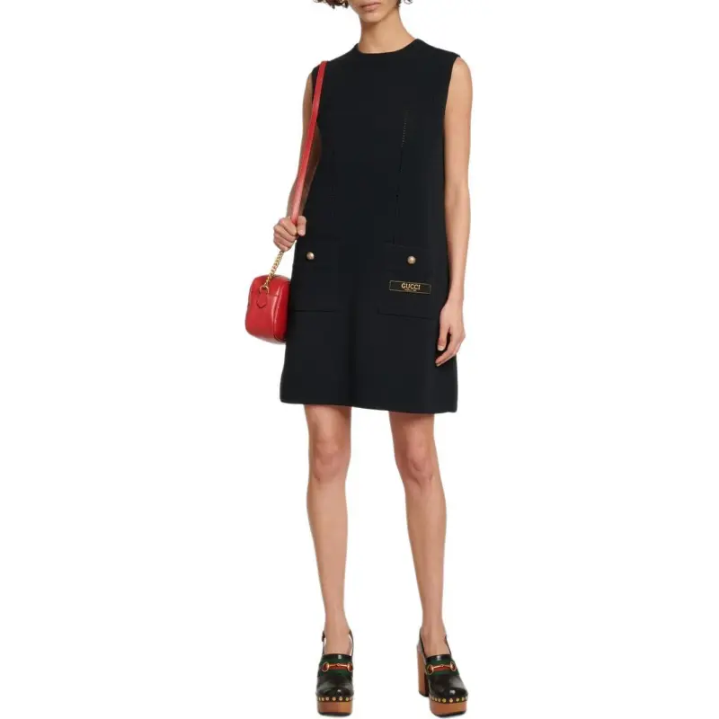 GUCCI Embroidered logo Wool Dress-3