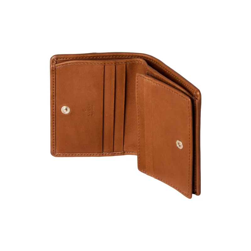 GUCCI Coated Canvas Wallet Mini Unisex Beige & Dark Brown-5