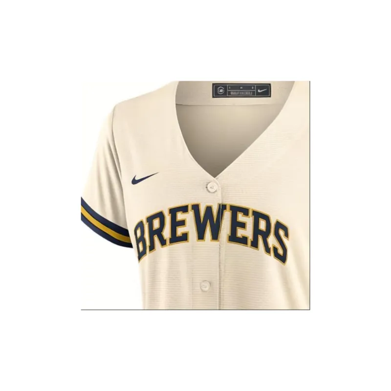 Nike MLB Collaboration Milwaukee Brewers Baseball Jacket Women's Ecru-5