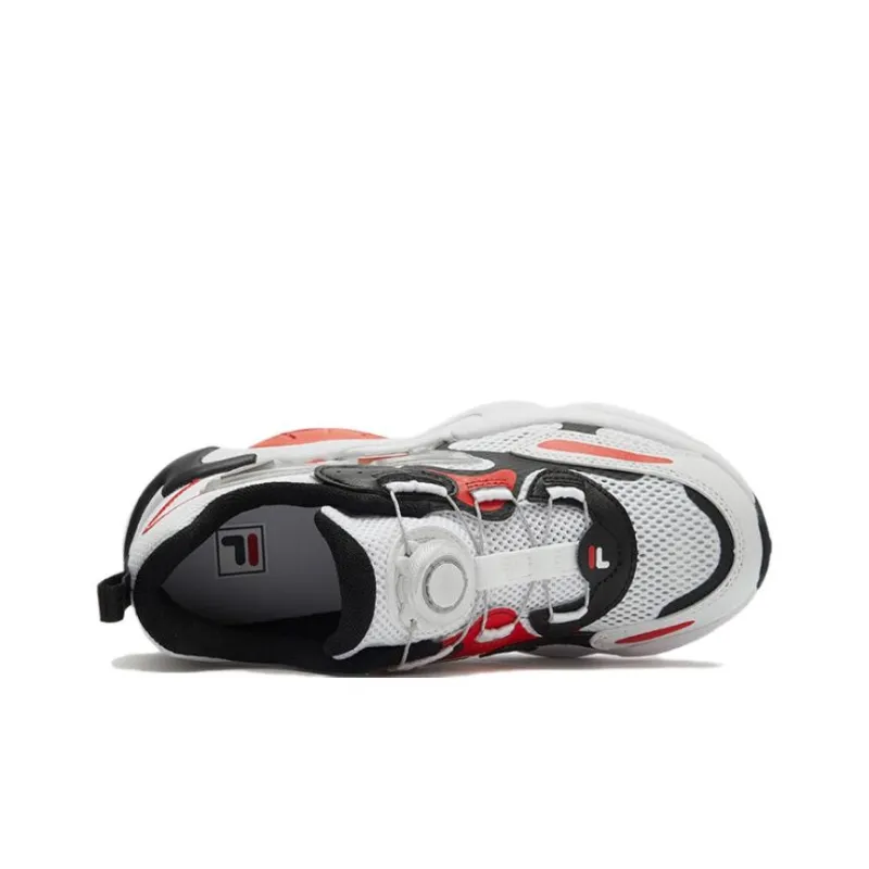 FILA KIDS Slip Resistant Cushioning Wear Resistant Breathable Low Top Kids' Running Shoes White Black Teenagers-4