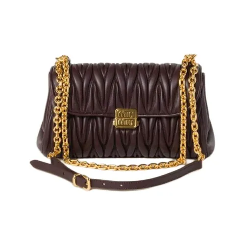 MIU MIU Matelassé Nappa Leather Portable Crossbody Bag Shoulder Bag Women's Deep Red